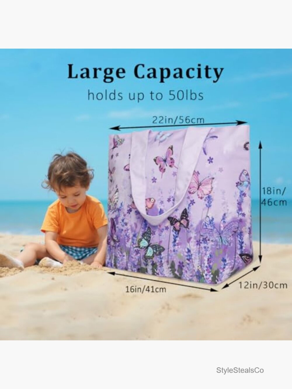 Extra Large Weekender Beach Travel Duffel Bag Waterproof Canvas Carry On Tote - Picture 3 of 7